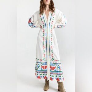 Farm Rio Embroidered Maxi Dress- excellent condition